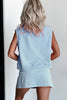 Light Pink 2 Pieces Mineral Wash Cotton Tank Top Lined Split Skirt Set