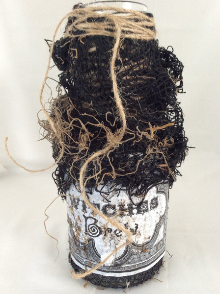 Halloween Glass Bottle Vase, Witches Brew, Creepy Cloth, Old Glass Bottle