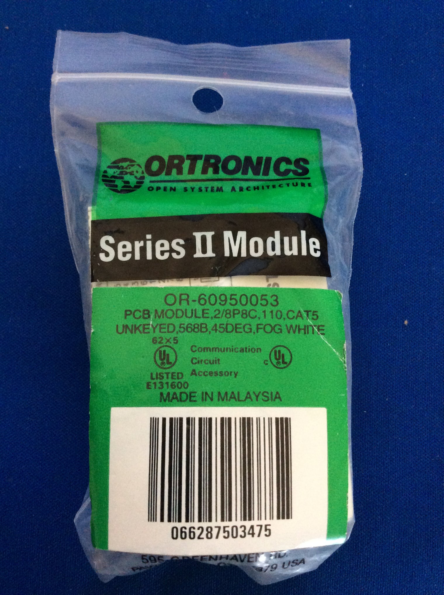 Ortronics OR-60950053, Series II Module, PCB Module, Fog White