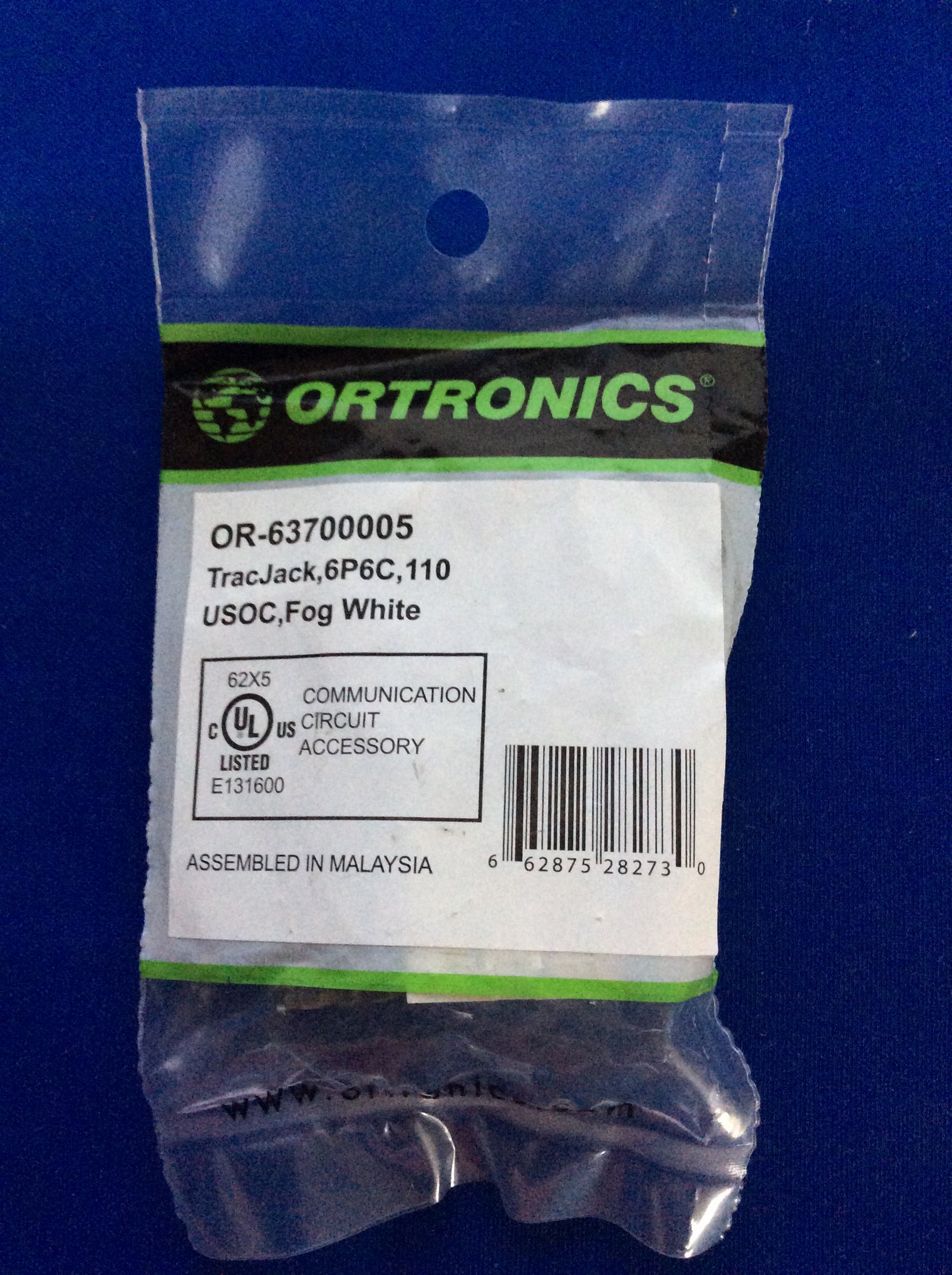 Ortronics OR-63700005 TracJack USOC Module, Fog White