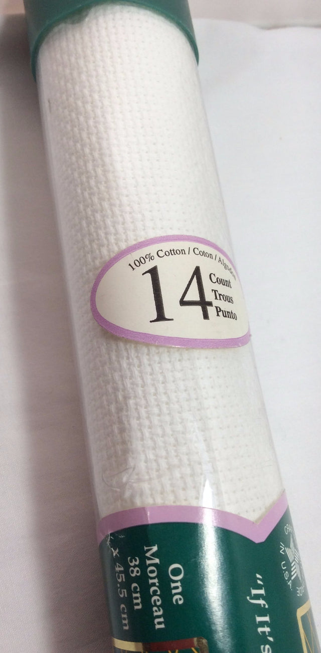 Charles Craft Classic Reserve Cross Stich Fabric, 14 Count, 1 Piece White