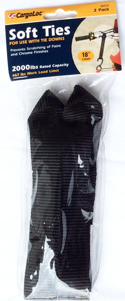 CargoLoc Soft Ties 1" W x 18" L  Straps, 2000 Lbs Capacity Motorcycle ATV