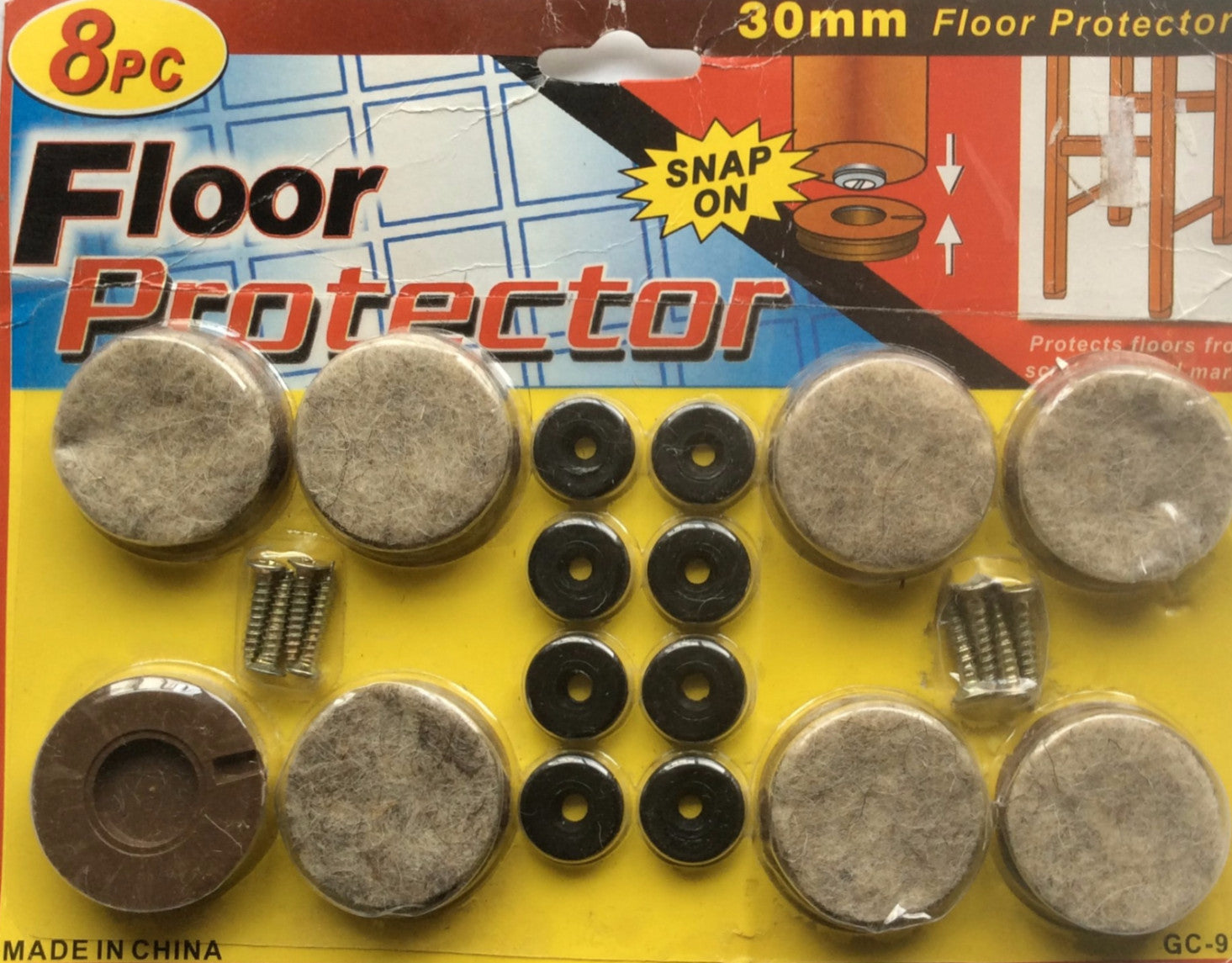 8 Piece Floor Protector, Snap On, 30mm Floor Protectors