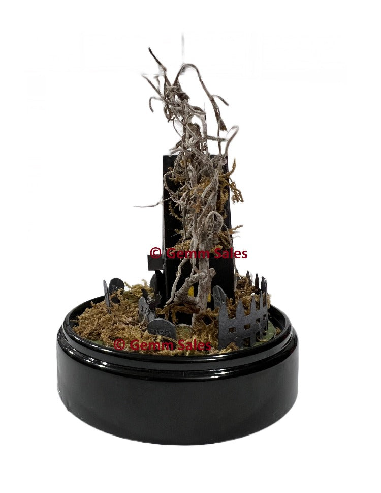 Miniature Halloween Scene Spooky Graveyard - 5" Cloche
